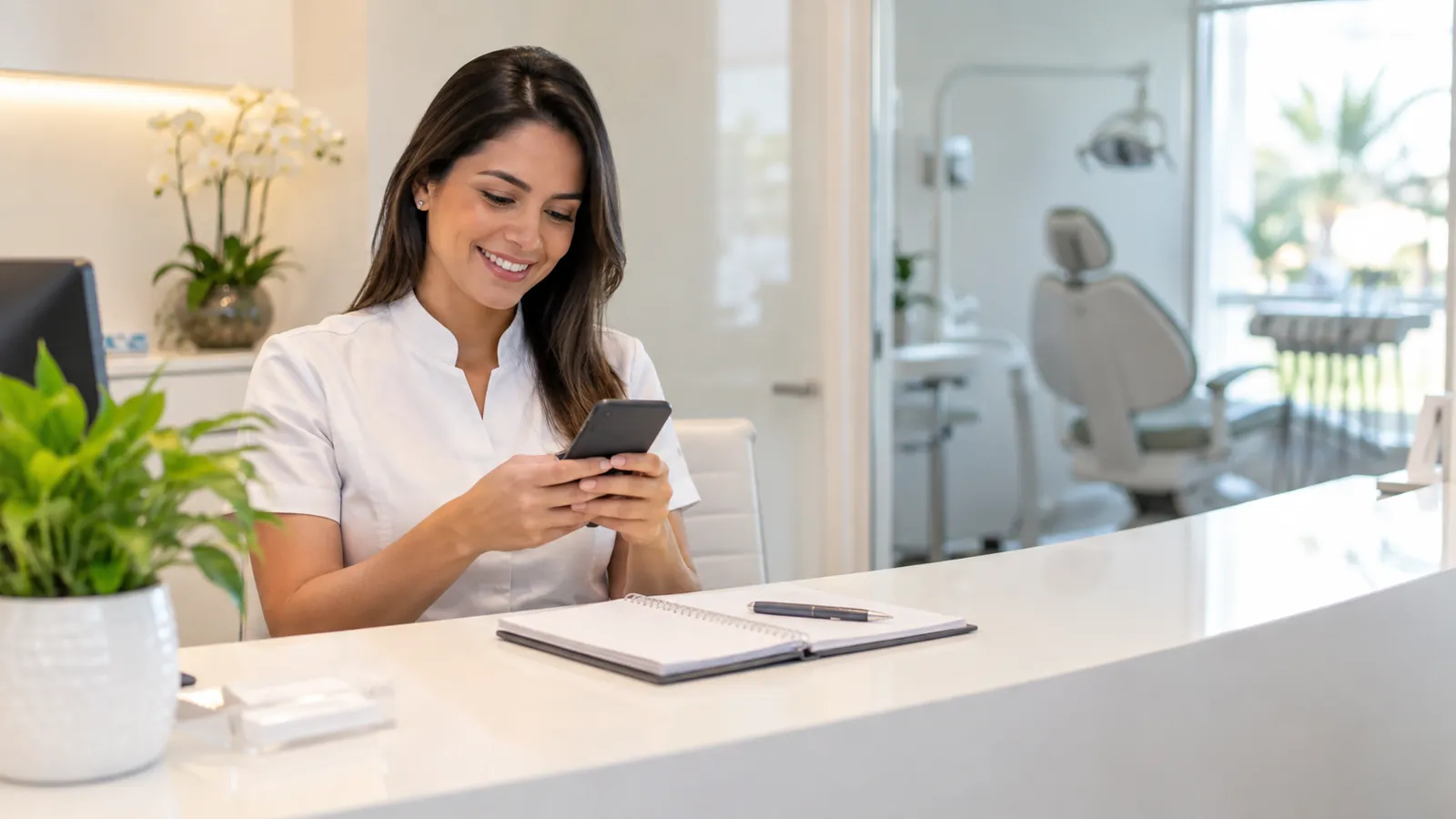 Recepcionista de clínica envia pelo WhatsApp o pedido de avaliação no Google para um paciente