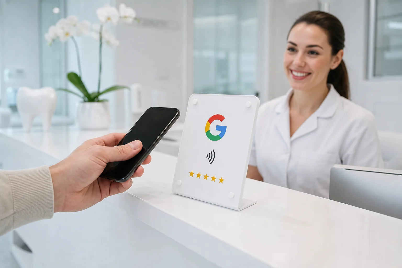 Placa NFC Avaliação Google para Clínicas e Consultórios