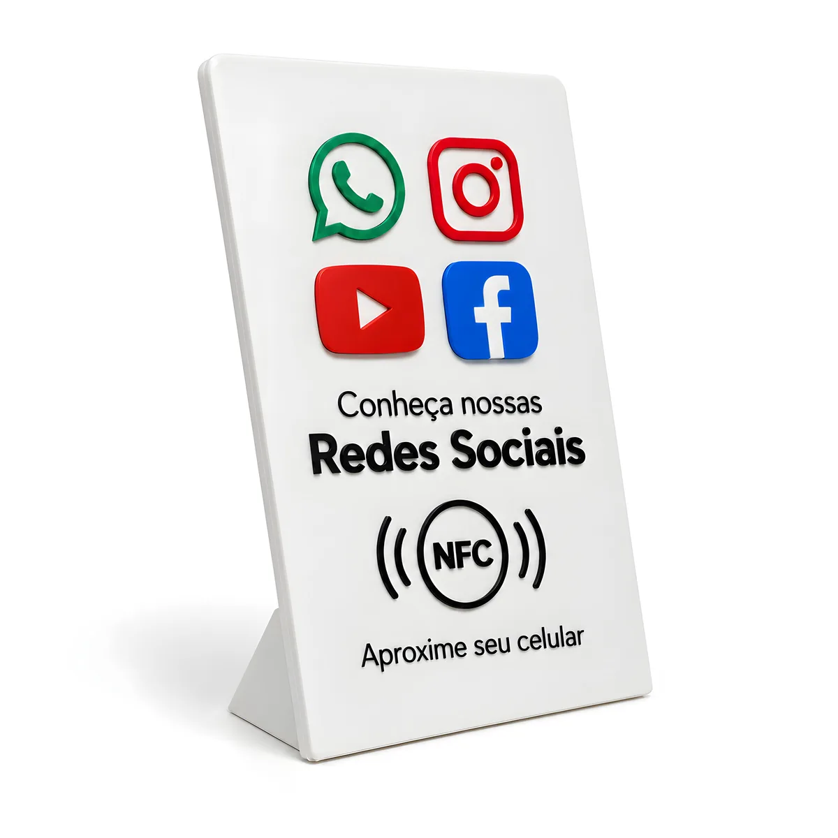 Placa NFC Redes Sociais — Cartão de Visita Digital para Balcão