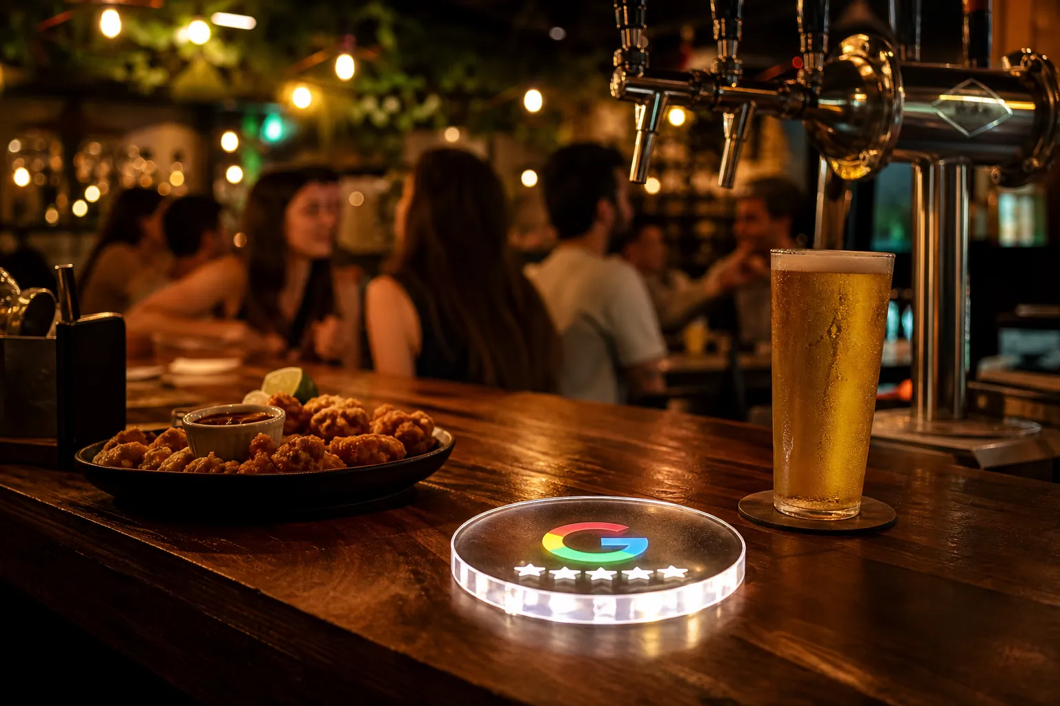 Placa NFC de Avaliação Google para Bares e Pubs