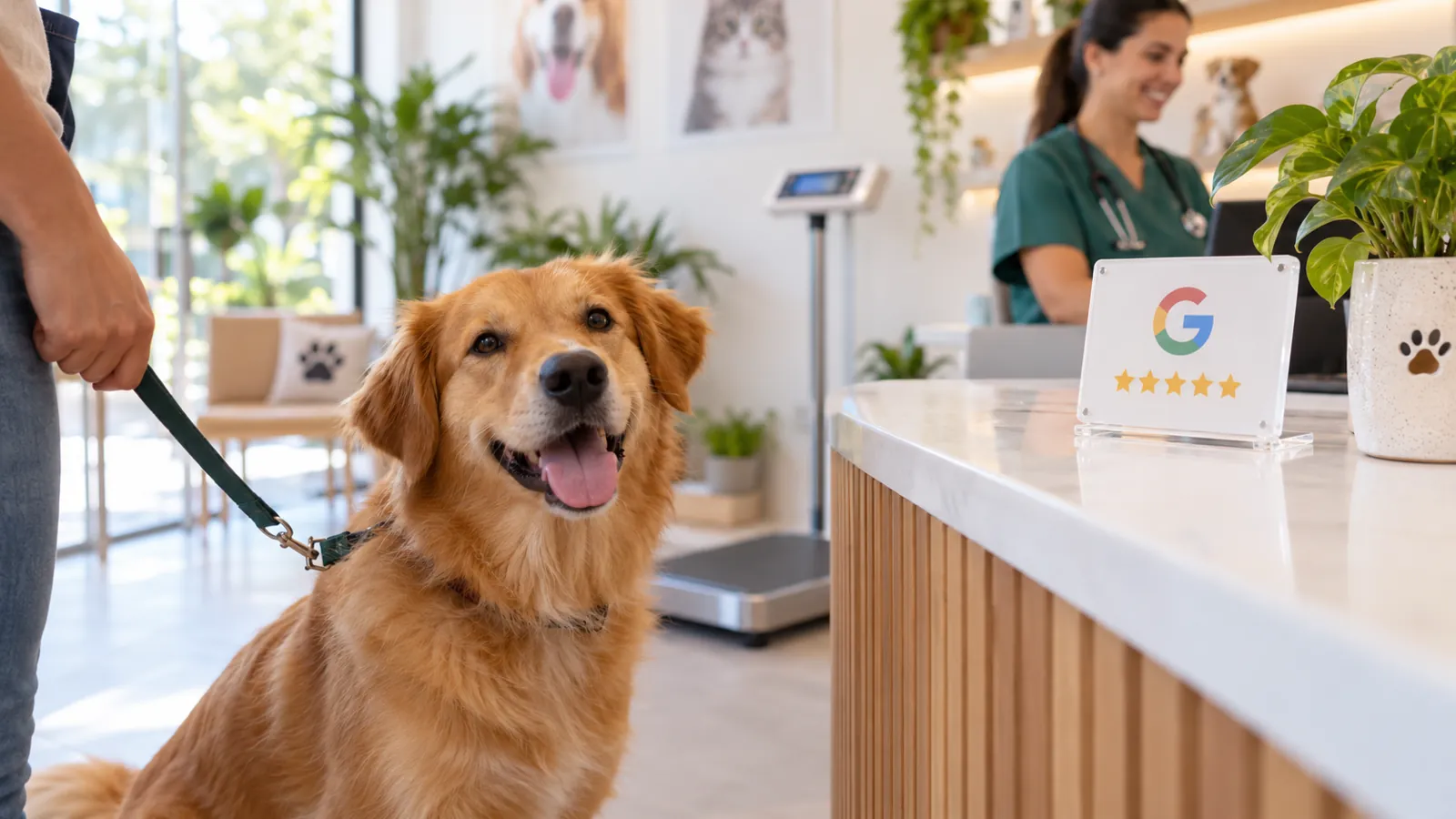 Placa NFC de Avaliação Google para Clínicas Veterinárias