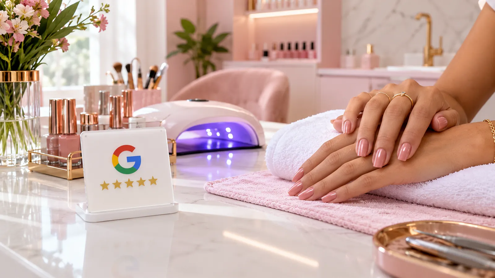 Placa NFC de Avaliação Google para Esmalterias e Nail Designers