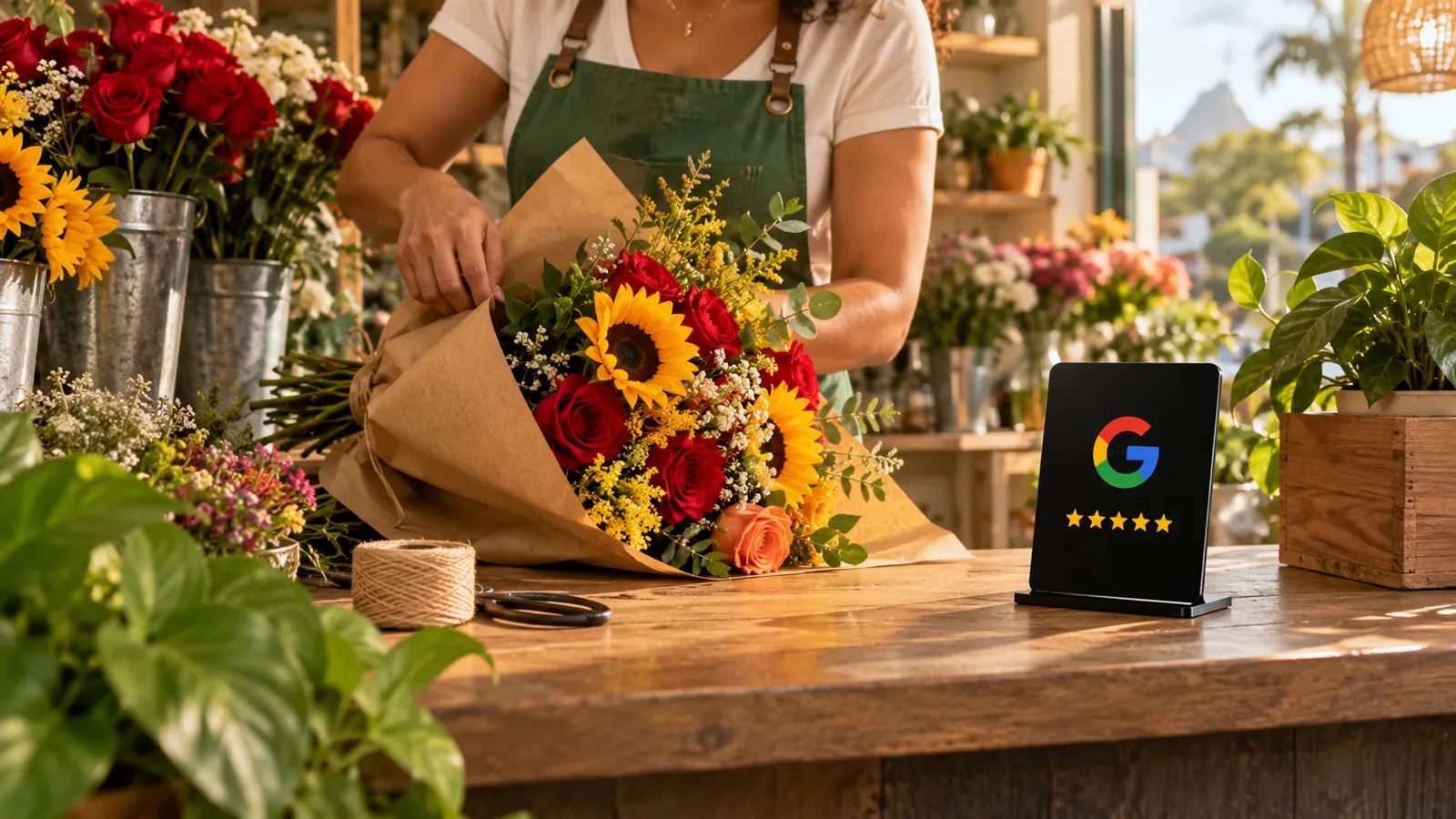 Placa NFC de Avaliação Google para Floriculturas