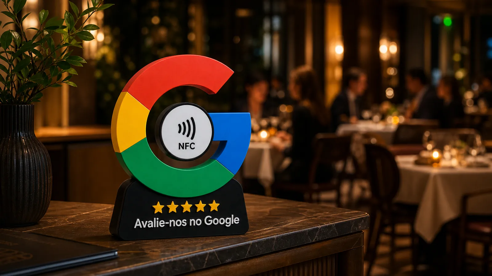 Placa NFC de Avaliação Google para Pizzarias